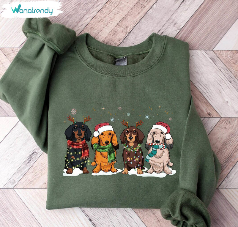 Dachshund Christmas Cute Shirt, Christmas Dog Crewneck Sweatshirt Unisex T Shirt