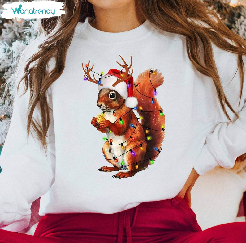 Christmas Squirrel Lights Trendy Shirt, Funny Christmas Unisex T Shirt Tee Tops