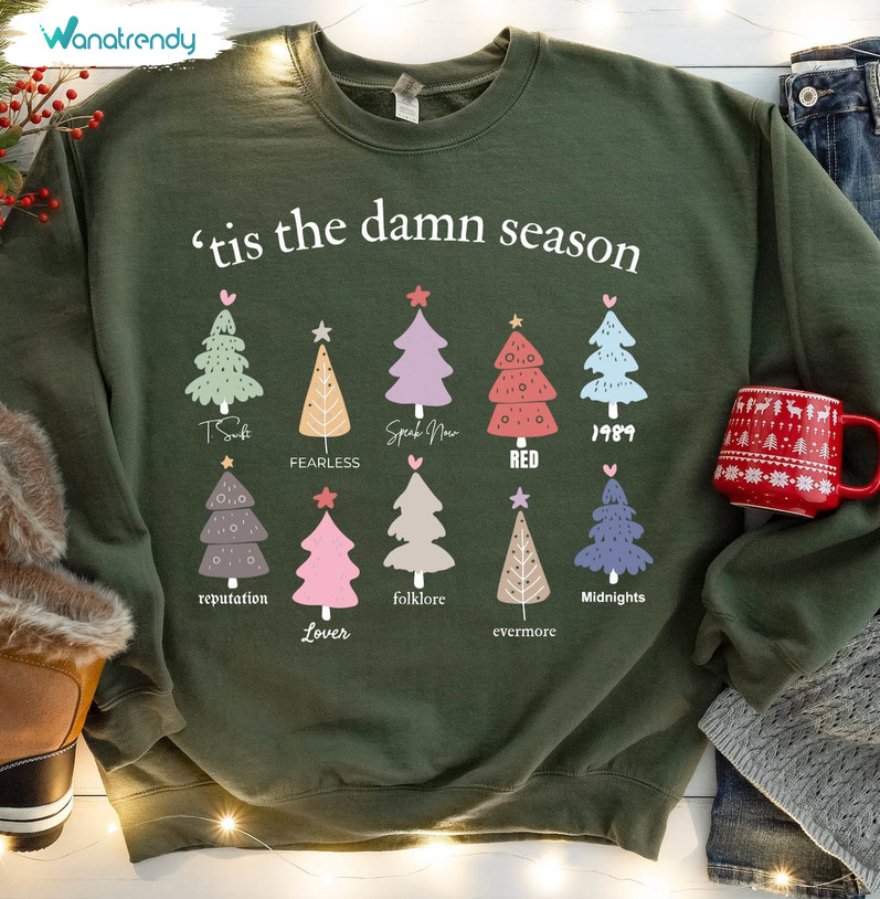 Tis The Damn Season Tree Christmas Shirt, Merry Christmas Crewneck Sweatshirt Unisex Hoodie