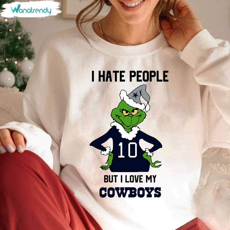 I Hate People But I Love My Cowboys Shirt, Cowboys Football Crewneck Sweatshirt Unisex Hoodie