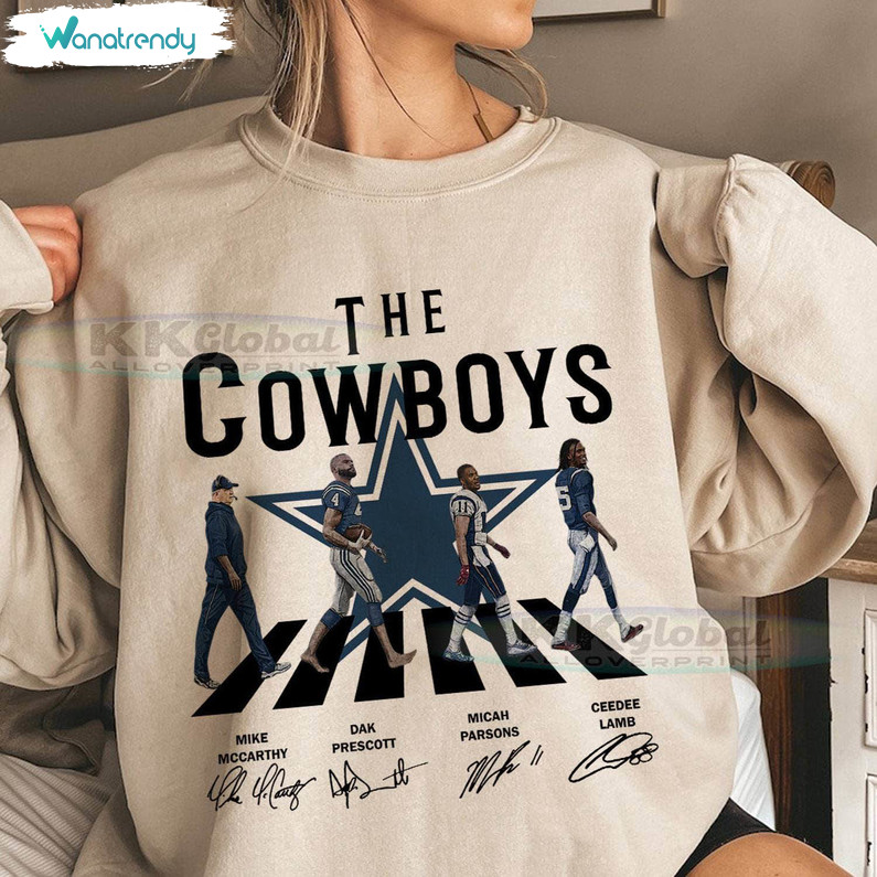 Cowboys Walking Abbey Road Signatures Shirt, Mike Mccarthy Tee Tops Short Sleeve