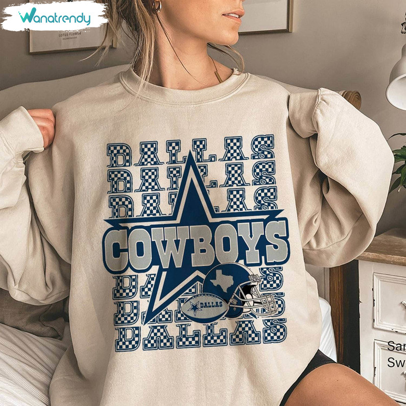 Retro Cowboys Football Shirt, Dallas American Football Crewneck Sweatshirt Tee Tops