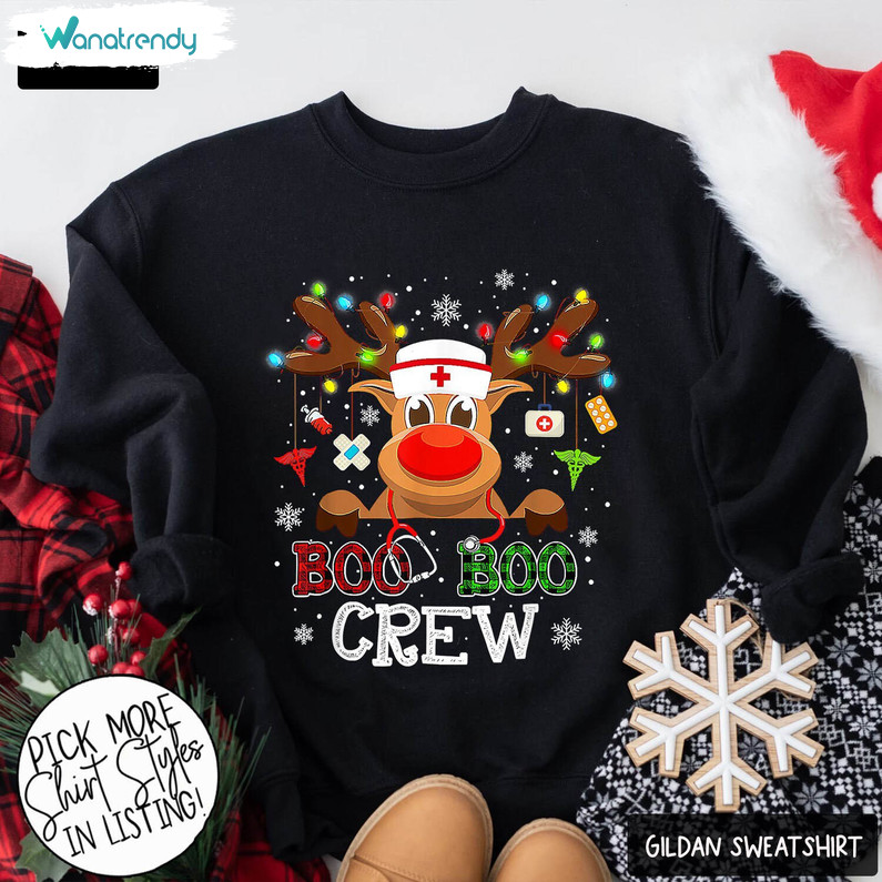 Christmas Boo Boo Crew Shirt, Nurse Christmas Short Sleeve Tee Tops