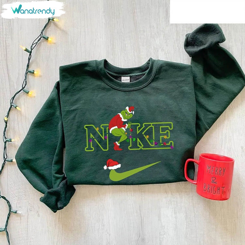 Nike Grinch Shirt, Merry Christmas Funny Short Sleeve Sweater