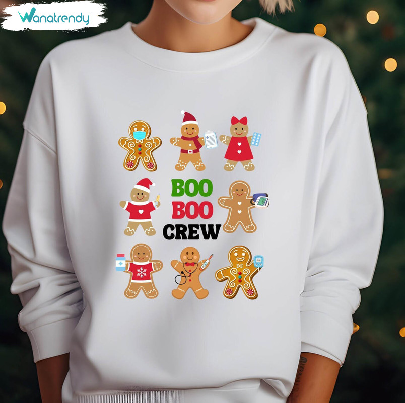 Gingerbread Man Boo Boo Crew Shirt, Christmas Cookies Unisex Hoodie Long Sleeve
