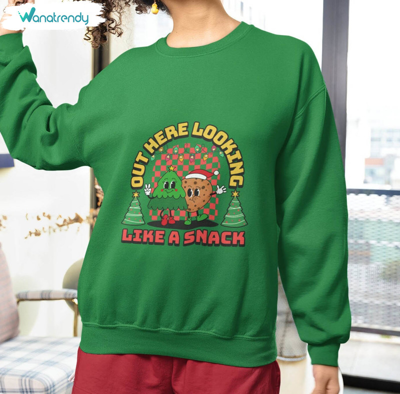 Out Here Looking Like A Snack Shirt, Cookie Tree Holiday Short Sleeve Sweater