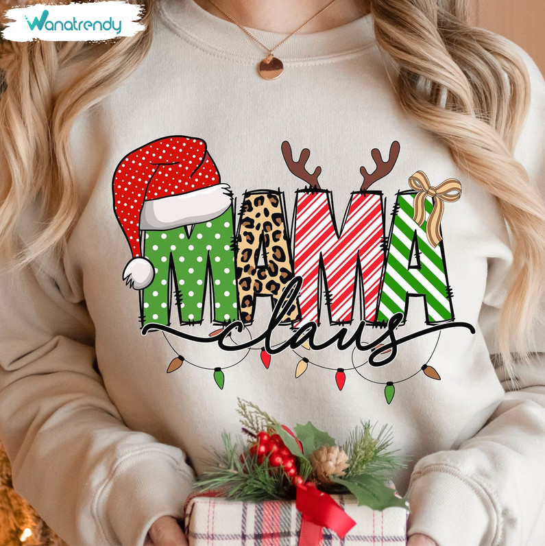 Mama Claus Sweatshirt, Christmas Design Unisex Hoodie Sweater
