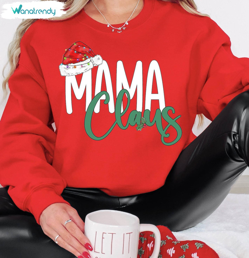 Mama Claus Sweatshirt, Cute Christmas Short Sleeve Tee Tops