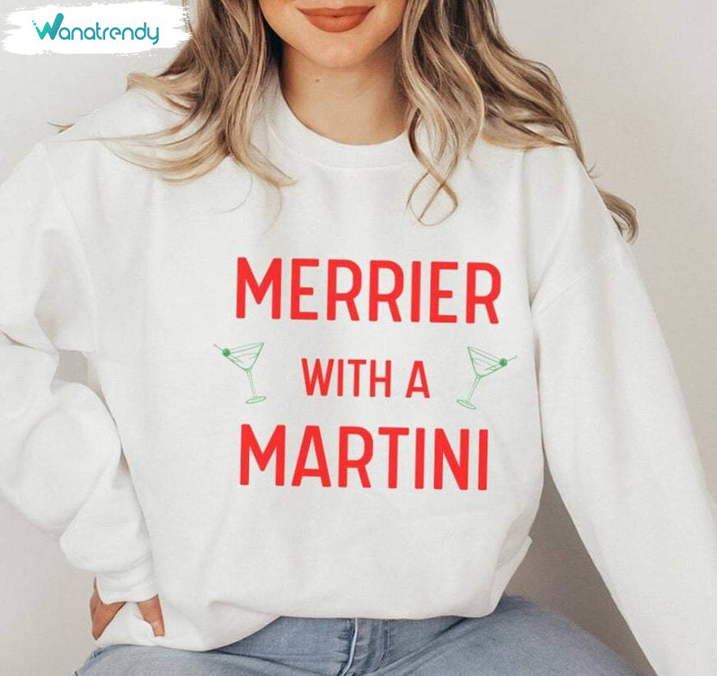 Martini Christmas Shirt, Fall Winter Cozy Unisex Hoodie Sweater