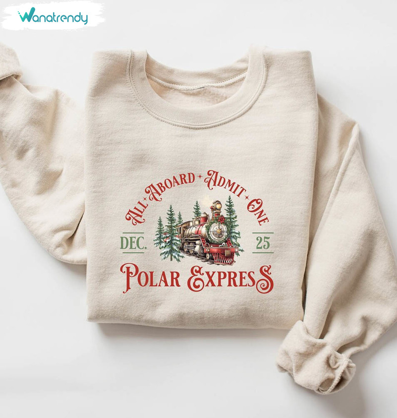Polar Express Shirt, North Pole Train Christmas Crewneck Sweatshirt Tee Tops