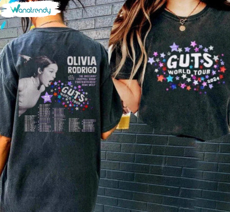 Olivia Rodrigo Guts Shirt, Vintage Tour 2024 Short Sleeve Sweater