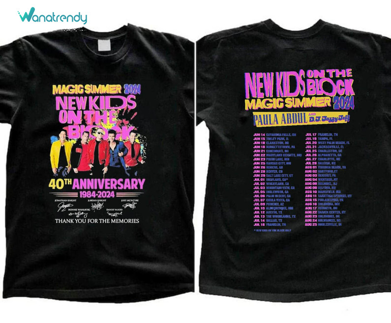 New Kids On The Block Shirt, The Magic Summer Tour Tee Tops Short Sleeve
