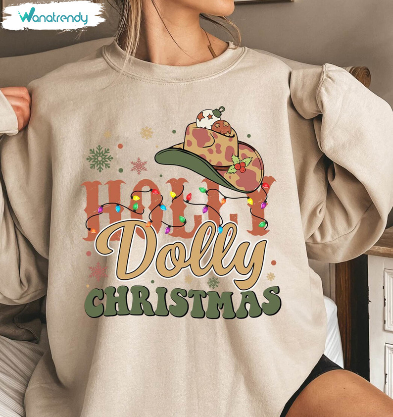 Have A Holly Dolly Christmas Shirt, Vintage Santa Dolly Short Sleeve Sweater