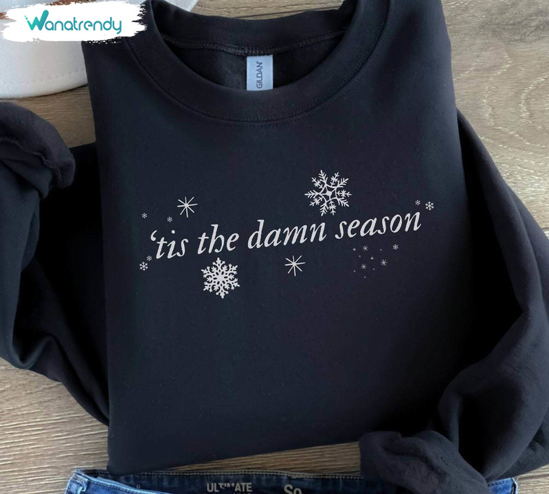 Tis The Damn Season Sweatshirt, Trendy Christmas Tee Tops Short Sleeve