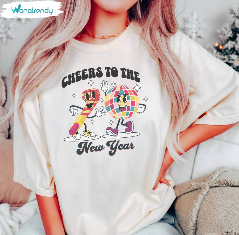 Cheers To The New Year Shirt, Trendy Long Sleeve Unisex Hoodie
