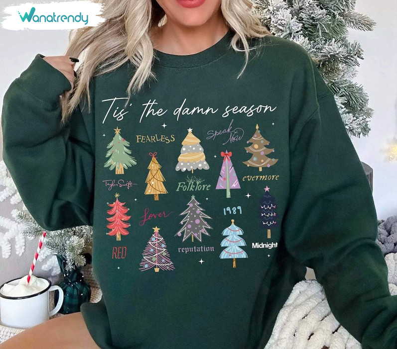 Tis The Damn Season Christmas Funny Sweatshirt, Swift Xmas Crewneck Sweatshirt Long Sleeve