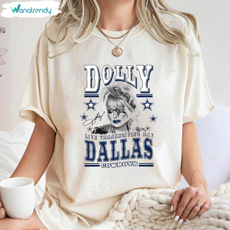 Thanksgiving Day Dolly Parton Shirt, Dallas Cowboys Tee Tops Short Sleeve