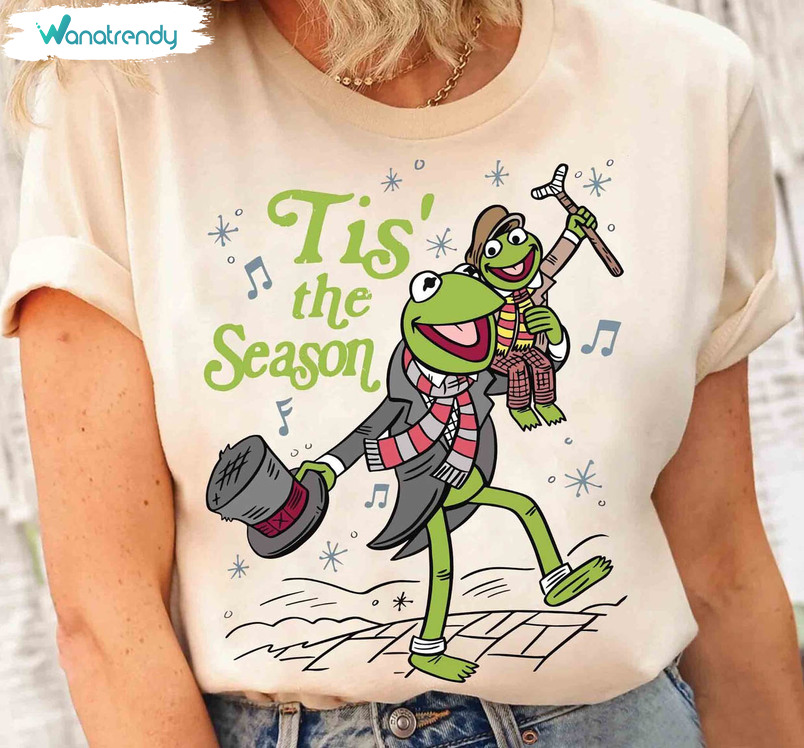 Kermit The Frog And Tiny Shirt, Muppet Christmas Carol Short Sleeve Tee Tops