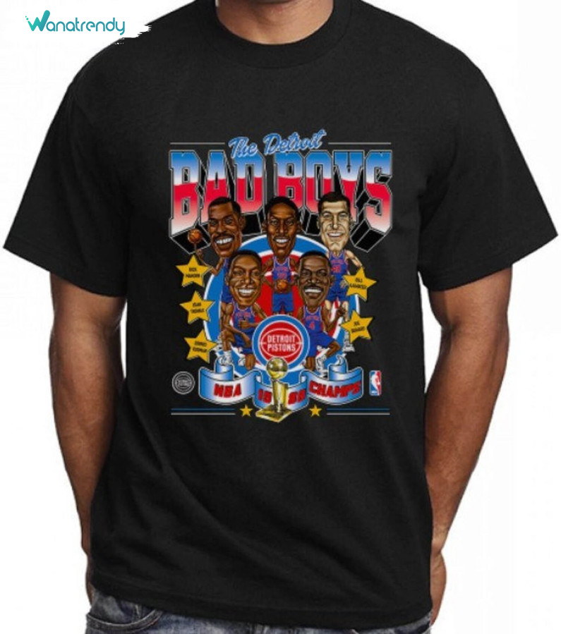 Detroit Bad Boys Shirt, Basketball Tee Tops Short Sleeve