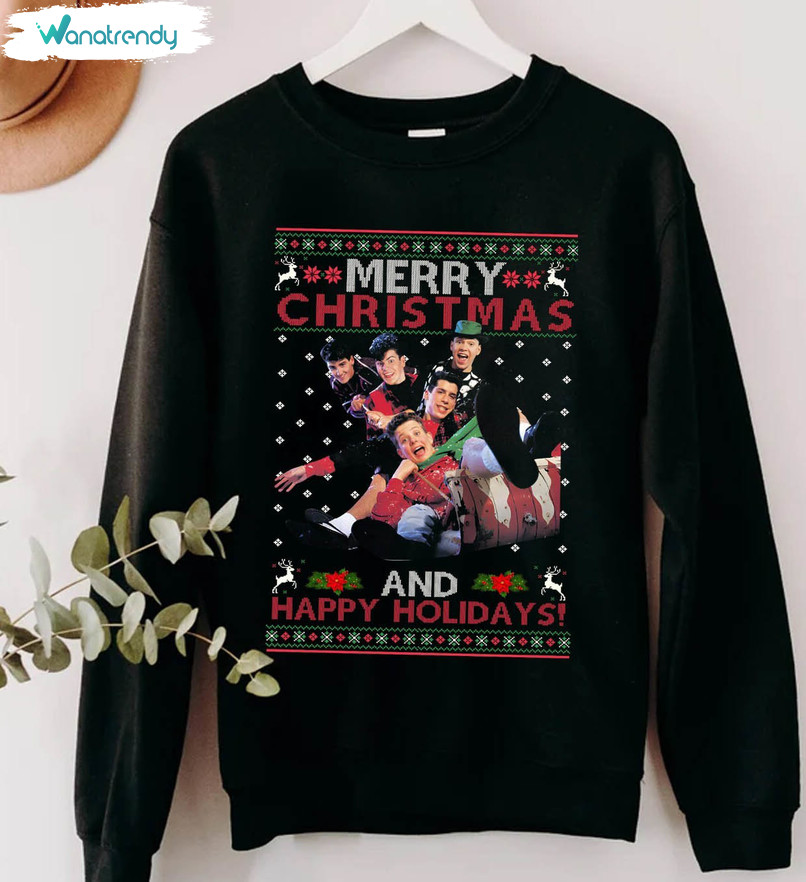 New Kids On The Block Shirt, Nkotb Christmas Crewneck Sweatshirt Short Sleeve