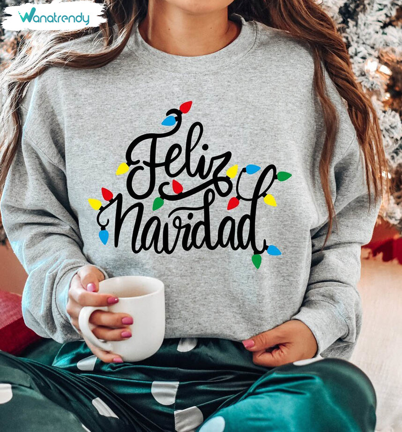 Feliz Navidad Sweatshirt, Spanish Merry Christmas Sweater Crewneck Sweatshirt