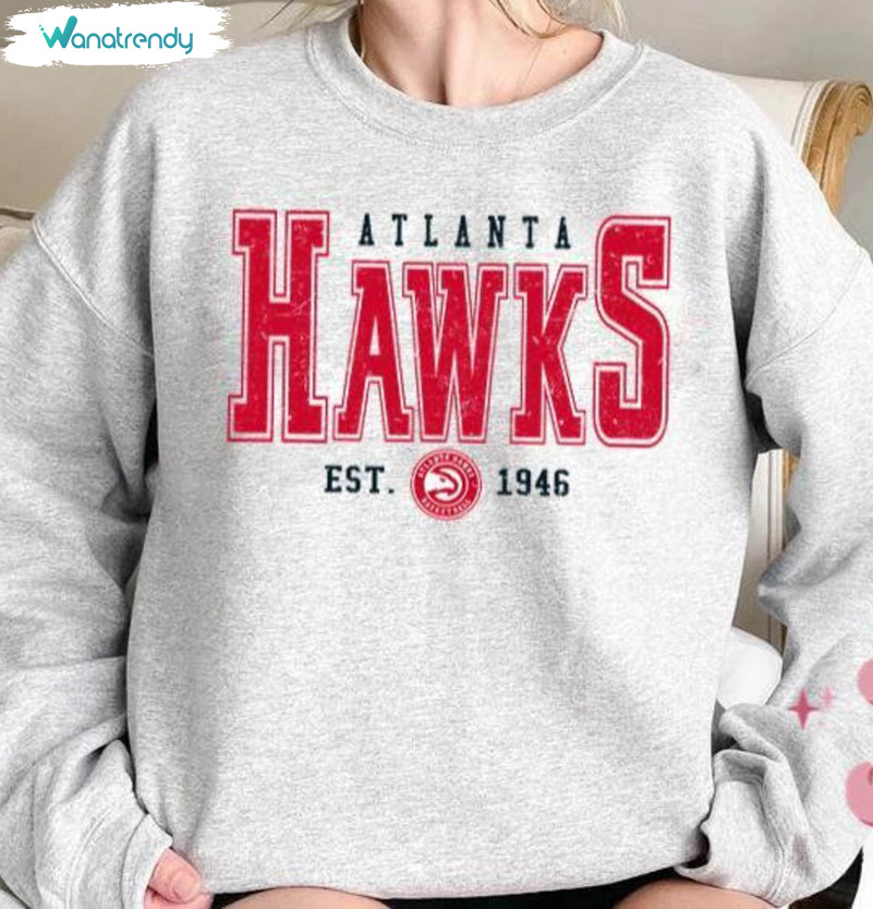Vintage 90s Atlanta Hawk Shirt, Vintage Basketball Short Sleeve Tee Tops