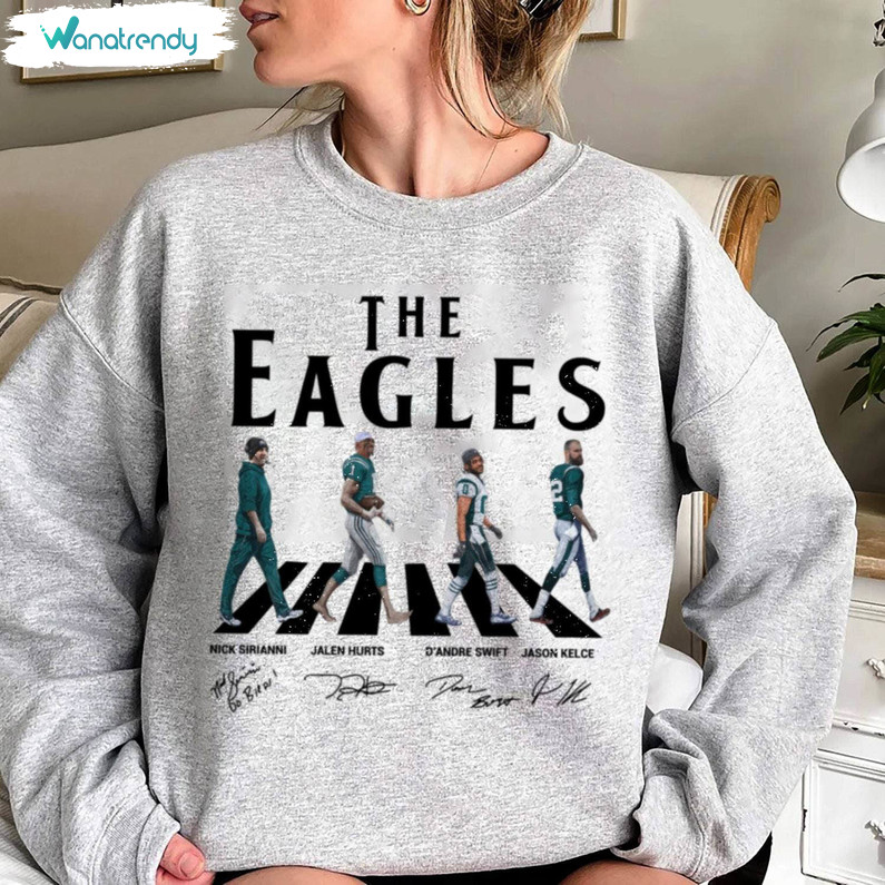 Eagles Walking Abbey Road Shirt, Jalen Hurts D Andre Tee Tops Unisex Hoodie
