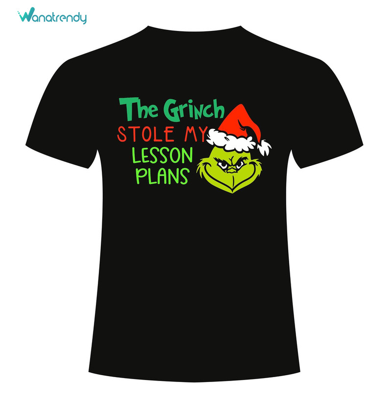The Grinch Stole My Lesson Plans Shirt, Funny Tee Tops T-Shirt