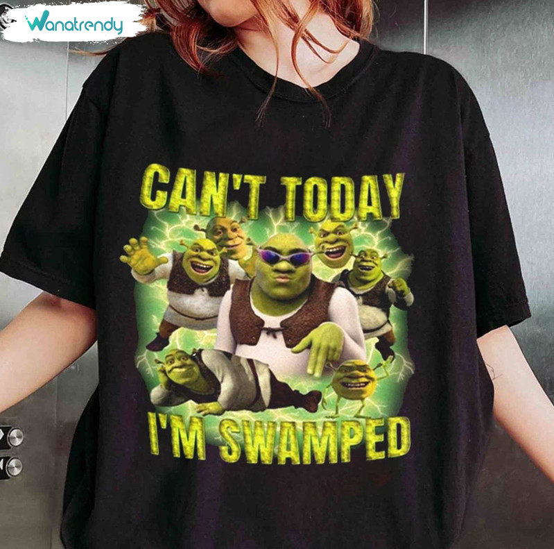Vintage Can't Today I'm Swamped Shirt, Shrek And Fiona Unisex Hoodie Sweatshirt