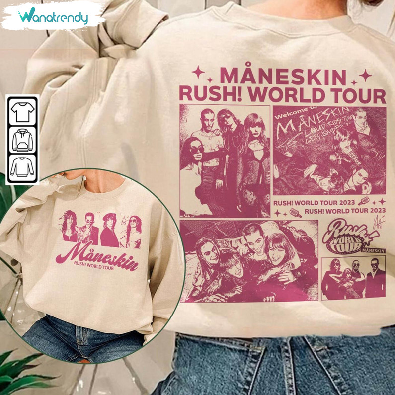 New Rare Rush World Tour 2023 Sweatshirt, Maneskin Band Shirt Short Sleeve