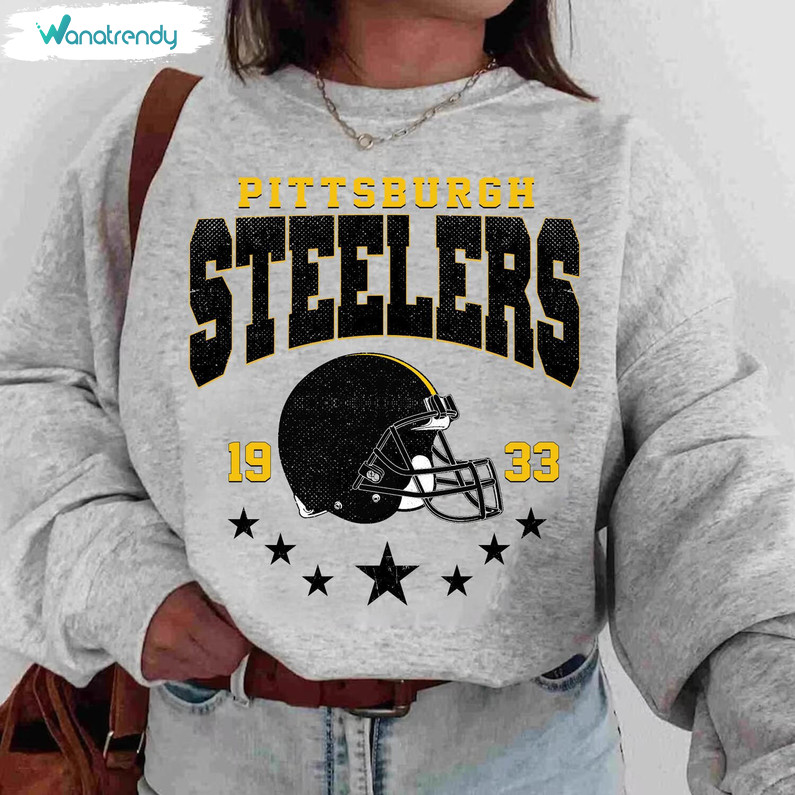 New Rare Pittsburgh Steelers Shirt, Vintage Pittsburgh Football Crewneck Short Sleeve