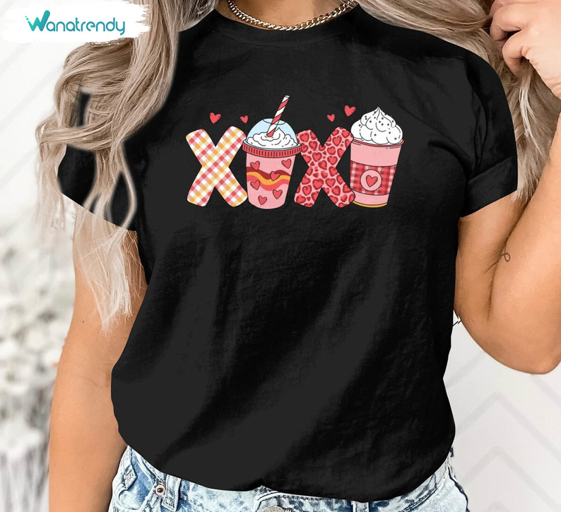 Valentine Day Coffee Xoxo Shirt, Valentines Day Short Sleeve Long Sleeve
