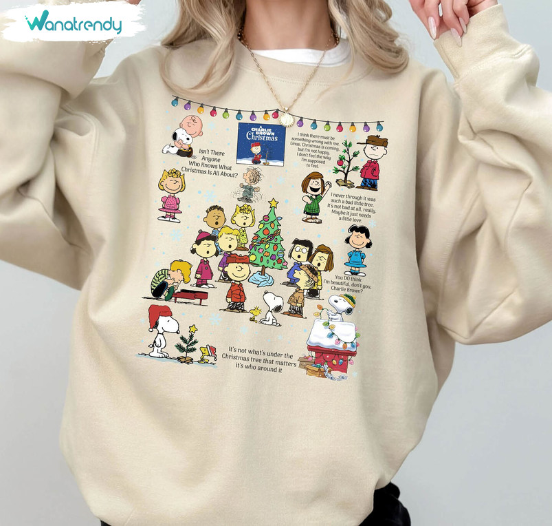 Peanuts Christmas Shirt, Xmas Brown Short Sleeve Tee Tops