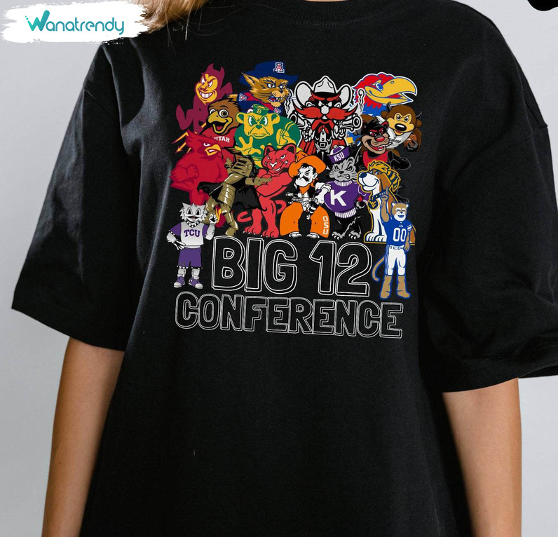 Big 12 Conference Shirt, Big 12 Conference College Mascot Long Sleeve Crewneck