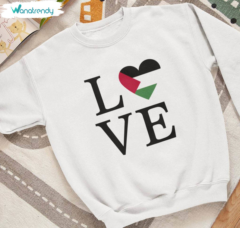 Inspirational Free Palestine Shirt, Love Palestine Sweater Short Sleeve