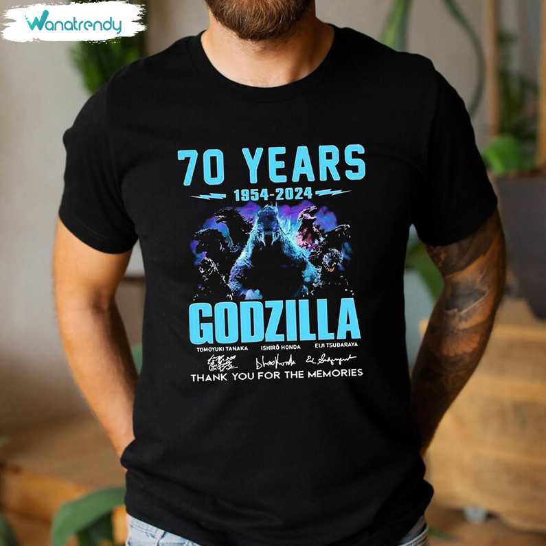 Funny Godzilla Minus One Shirt, 70 Years 1954 2024 Godzilla Crewneck Tee Tops
