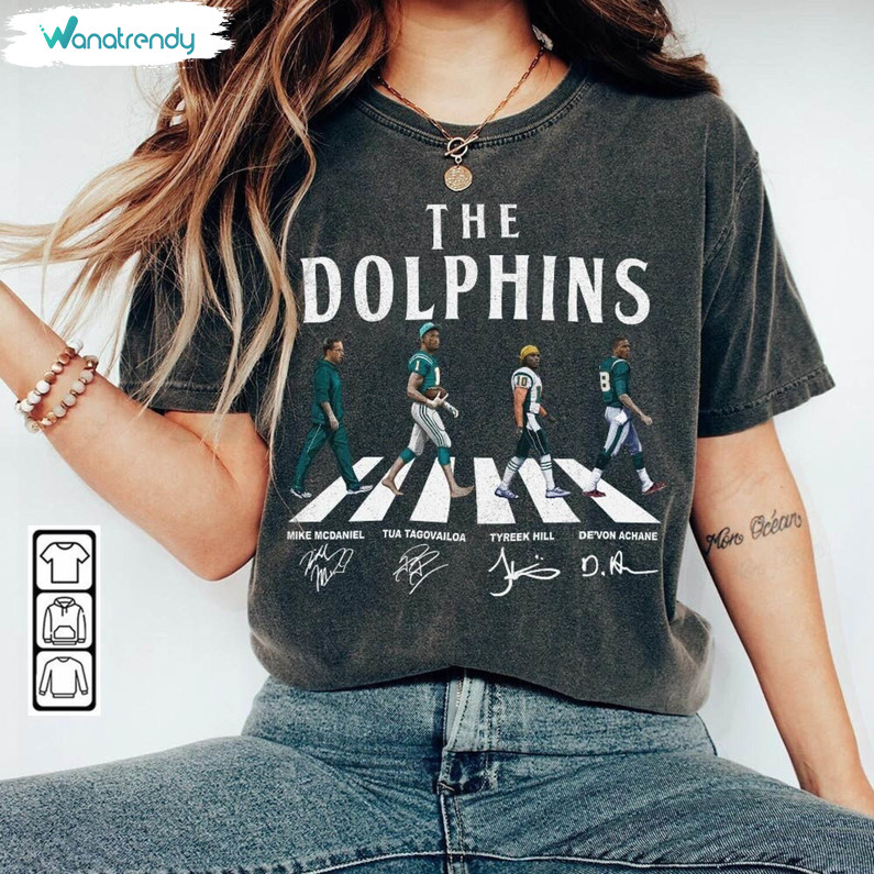 Modern Miami Dolphins Shirt, Dolphins Walking Abbey Road Tank Top Hoodie