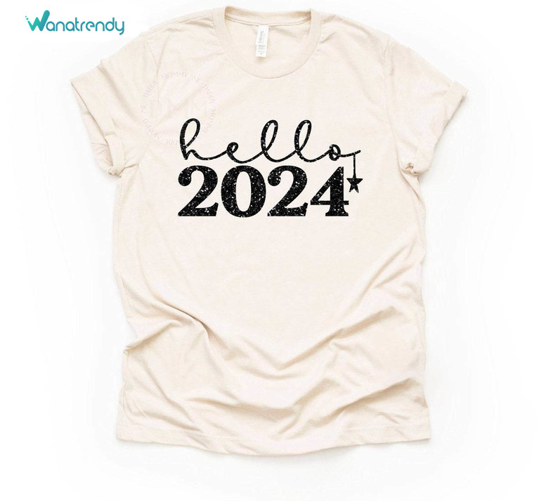 Awesome Hello 2024 Shirt, Unique Happy New Year T Shirt Crewneck