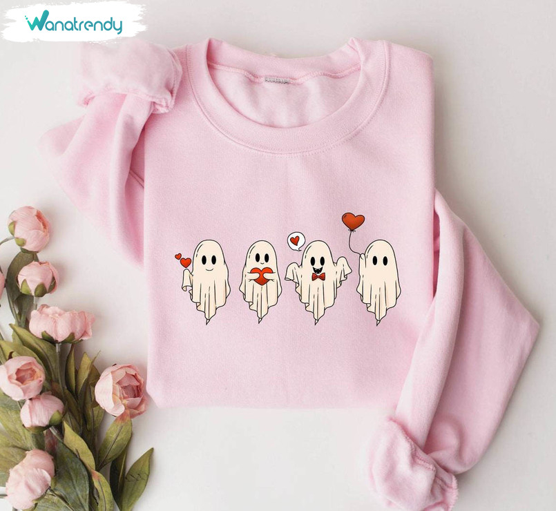 Trendy Valentines Ghost Shirt, Awesome Cute Ghost Sweater Unisex Hoodie