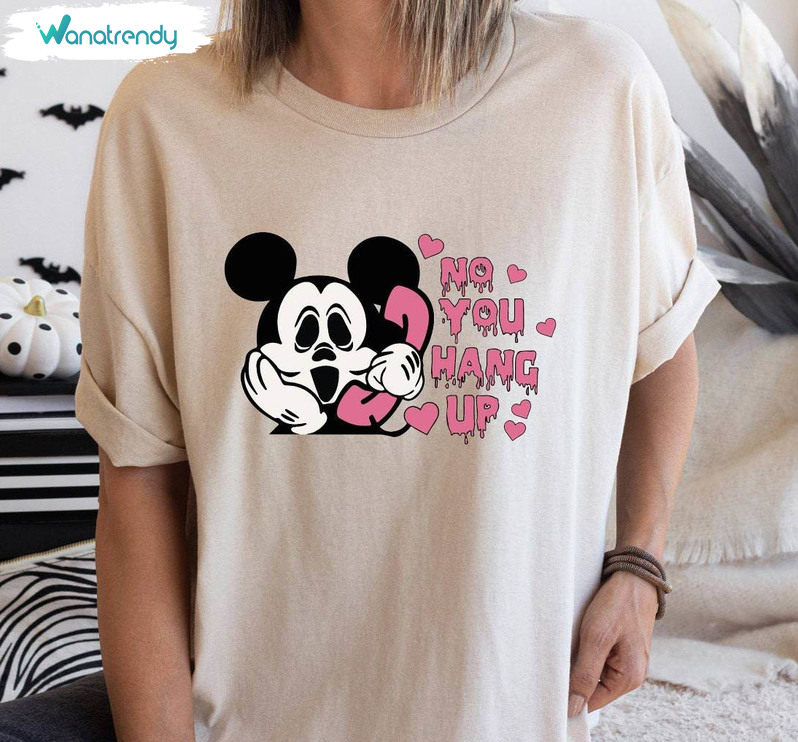 Groovy Mickey Ghost Face T Shirt, No You Hang Up Valentine Shirt Unisex Hoodie