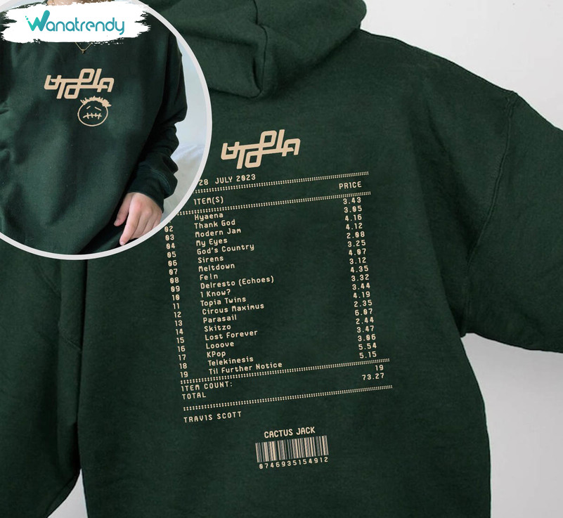 Trendy Travis Scott Shirt, Utopia Tracklist Travis Sweatshirt Long Sleeve