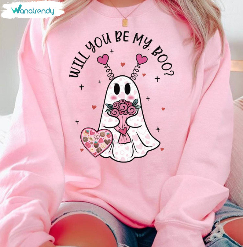 Comfort Will You Be My Boo Ghost Shirt, Valentines Day Long Sleeve Unisex Hoodie