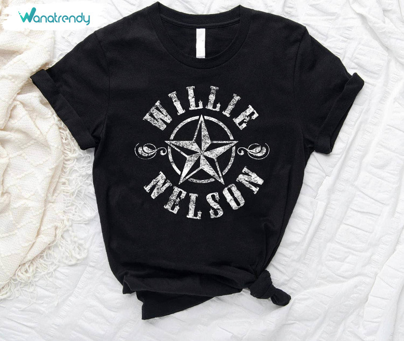Groovy Willie Nelson Star Logo Sweatshirt , Willie Nelson Shirt Short Sleeve