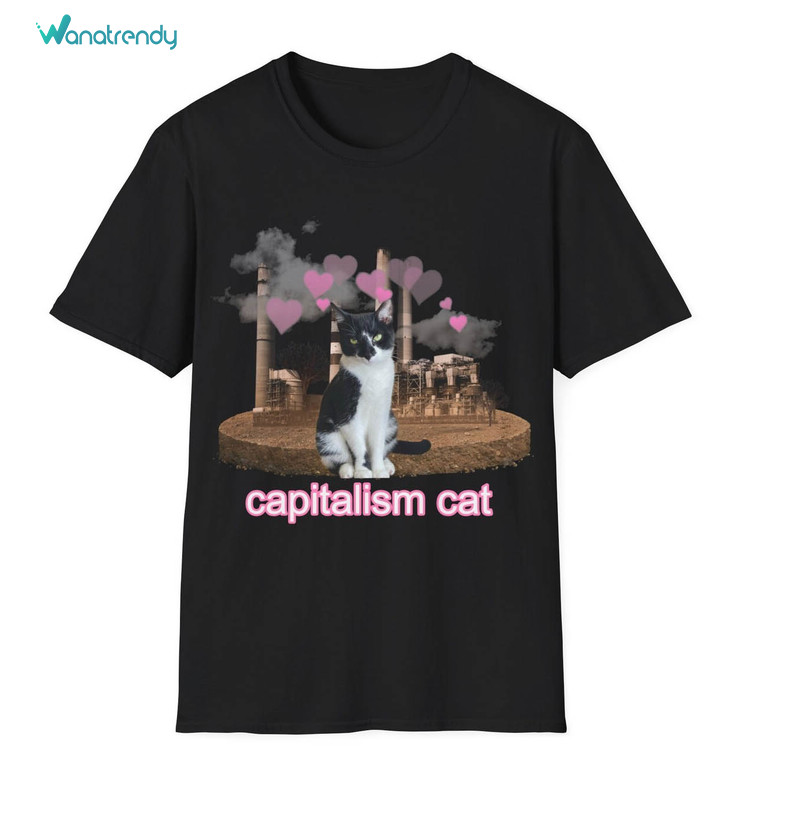 Groovy Capitalism Cat Cute Sweatshirt , I Eat Cement Cat Shirt Short Sleeve