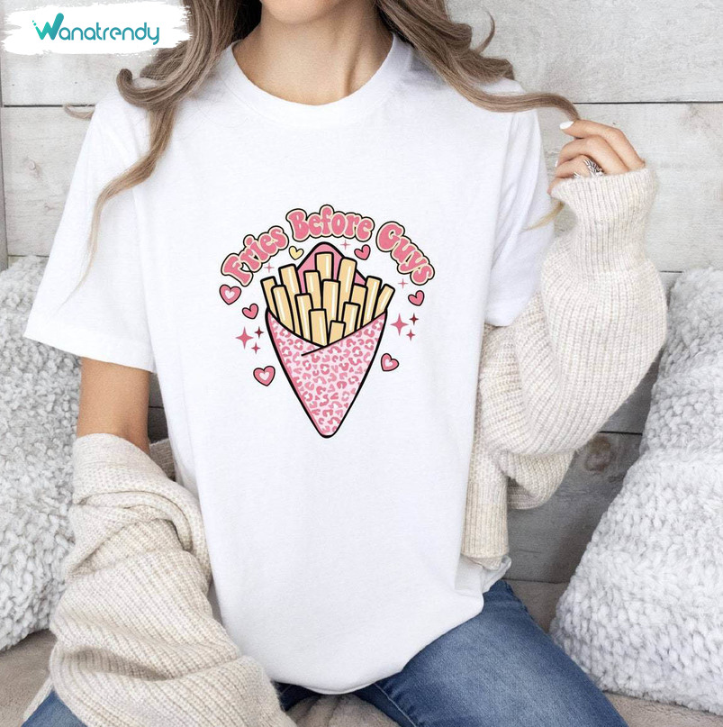 Trendy Valentine Sweatshirt , Vintage Fries Before Guys Shirt Unisex Hoodie