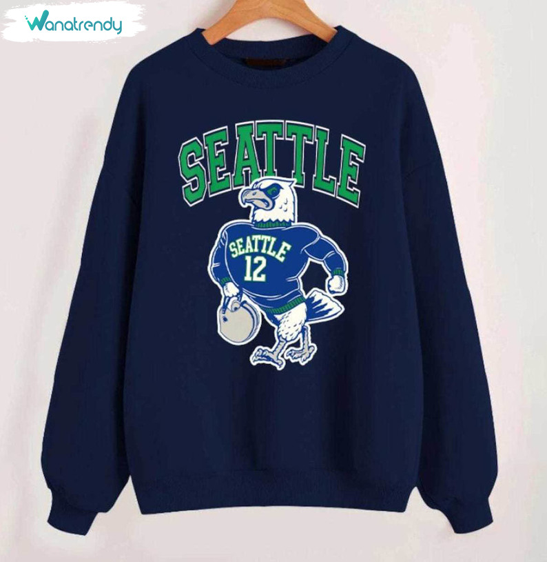 Retro Seattle Seahawks Shirt, Seattle Football Team Old School T Shirt Short Sleeve