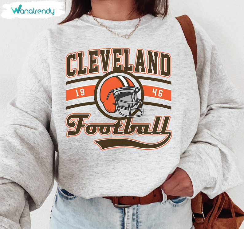 Retro Cleveland Browns Shirt, Groovy Cleveland Football Crewneck Sweatshirt