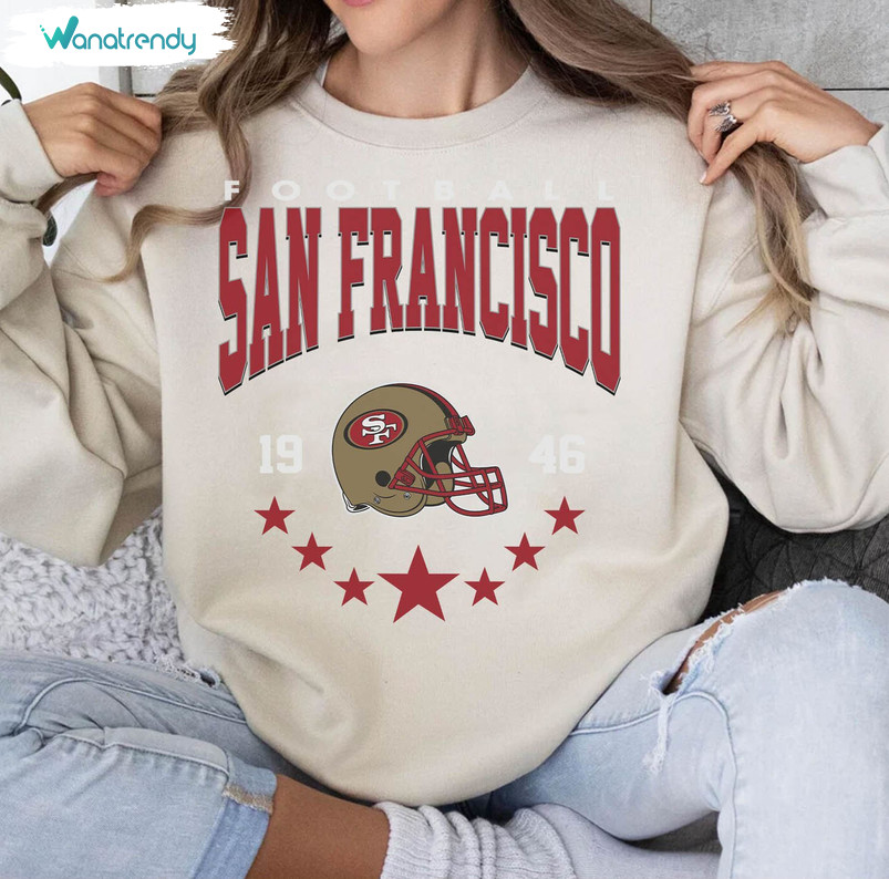 San Francisco Football New Rare Sweatshirt, Football Team Short Sleeve Crewneck