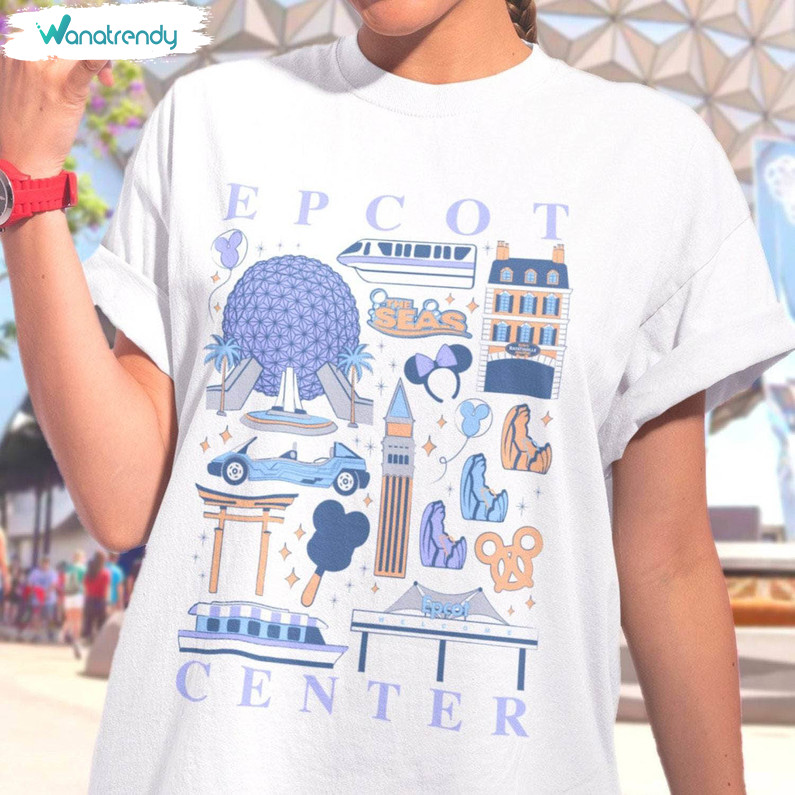 Cute Epcot Center Park Icons Sweatshirt , New Rare Epcot Center Shirt Unisex Hoodie