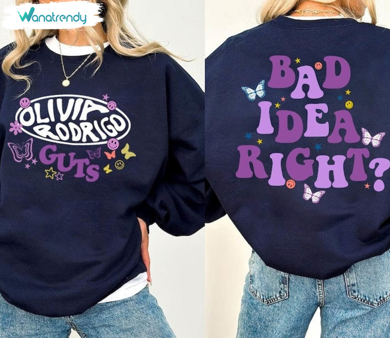 Cute Olivia Rodrigo Shirt, Bad Idea Right Guts World Tour Olivia Rodrigo 2024 T Shirt Sweatshirt